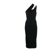 Mugler Svart Midi Klänning Ro1308 Black, Dam