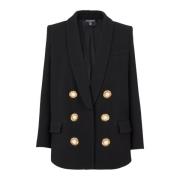 Balmain Crepejacka med sjalkrage Black, Dam