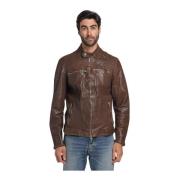 Dfour Leather Jackets Brown, Herr