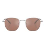 Oliver Peoples Unika Hexagonala Solglasögon med Speglat Brun Glas Gray...