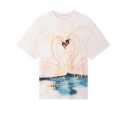 Stella McCartney Kyssande svanar T-shirts och Polos White, Dam