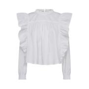 Co'Couture Vit Bomull Frill Blus White, Dam