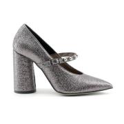 Made in Italia Studded Front Strap Pumps Gray, Dam