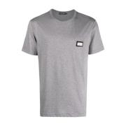 Dolce & Gabbana Logo Bomull T-shirt med Mjuk Passform Gray, Herr