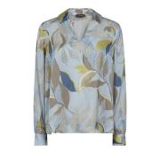 MOS Mosh Elegant Florie Blus med Tryck Blue, Dam