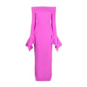 Solace London Rosa Cady Texturklänning med Dartdetaljer Pink, Dam