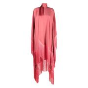 Taller Marmo Rosa Peony Crepe Kaftan med Fransad Kant Pink, Dam