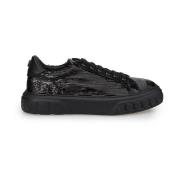 Casadei Svarta Paljetter Platform Sneakers Black, Dam