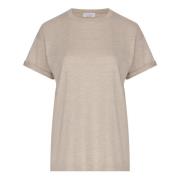 Brunello Cucinelli Oversized Lurex T-Shirt Brown, Dam
