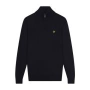 Lyle & Scott Merino Mix Golf Core Zip Stickad Tröja Blue, Herr