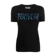 Versace Jeans Couture Iridescent Stretch Svart T-shirt Black, Dam