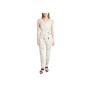 G.Kero Ärmelös Bomulls Jumpsuit med Skiss Multicolor, Dam