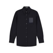 Raf Simons Blått Skjorta med Logo Patch Blue, Herr