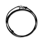 Nialaya Black Wrap-Around String Bracelet with Sterling Silver Lock Gr...