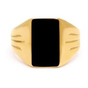 Nialaya Guld Fyrkantig Signet Ring med Onyx Yellow, Herr