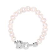 Nialaya Women's Pearl Bracelet with Silver Panther Head Gray, Dam