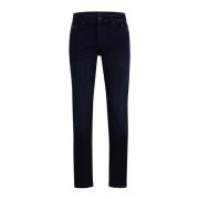 Hugo Boss Slim-Fit Regular-Rise Jeans i Bekväm Blå Stretchdenim med Ly...