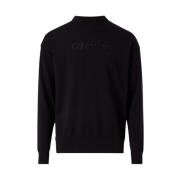 Calvin Klein Herr Crewneck Sweater med Logobrodyr Black, Herr