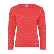 Skovhuus Speciell Rutig Pullover Blus i Lutus Pink Red, Dam