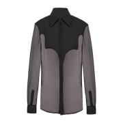 Balmain Silk Western Shirt Black, Dam