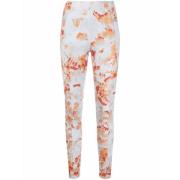 Off White Blommönstrade leggings med modern twist Orange, Dam