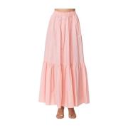 Aniye By Lång kjol i bomullspoplin Pink, Dam