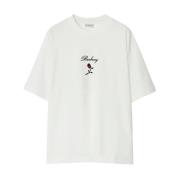 Burberry Broderad Ros Crewneck T-shirts och Polos White, Dam