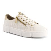 Rieker Läder Sneakers med Ljus Guld Detaljer White, Dam