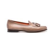 Santoni Beige Tassel Läder Loafers Beige, Herr