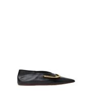 Jil Sander Lyxiga Läder Spetsiga Ballerinaskor Black, Dam