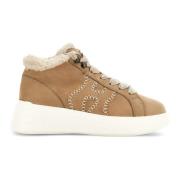 Hogan Beige Mid-Top Vintersneakers med Unik H-Detalj Beige, Dam