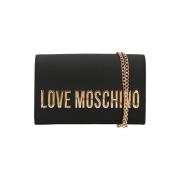Love Moschino Svart Logoskulderväska med Magnetisk Stängning Black, Da...