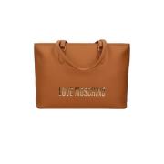 Love Moschino Kamel Shoppingväska med Dragkedja Brown, Dam