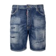 Dsquared2 Slitna denim shorts med färgstänk detalj Blue, Herr