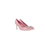 Manolo Blahnik Silkesatin Högklackad Décolleté med Multifärgad Juvelsp...