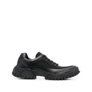 Emporio Armani Lädersneakers med Tygfoder Black, Herr