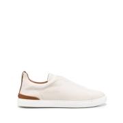 Ermenegildo Zegna Italienska lädersneakers Beige, Herr