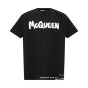 Alexander McQueen T-shirt med logotyp Black, Herr