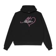 Misbhv Svart Hoodie med Glittergrafik Black, Herr