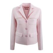 Max Mara Studio Ull Vichy Jacka - Dubbelknäppt Pink, Dam