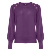 Kocca Elegant tröja med knappdetaljer Purple, Dam