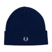 Fred Perry Marinblå Ull Logo Beanie Blue, Herr