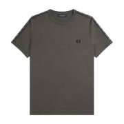 Fred Perry Ringer T-shirt med Laurel Crown Tape Gray, Herr