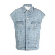 Givenchy Clear Blue 4G Denim Gilet Blue, Herr