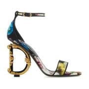 Dolce & Gabbana Tryckta satin Keira sandaler Multicolor, Dam