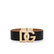 Dolce & Gabbana Svart Läderbijoux med Logodetalj Black, Herr