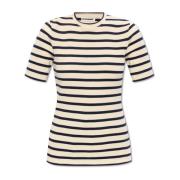 Jil Sander Randig T-shirt Beige, Dam