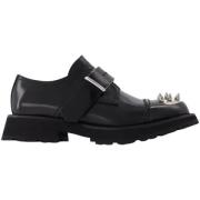 Alexander McQueen Svarta läderplatta Black, Dam