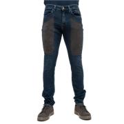 Jeckerson Slim Fit 5-Ficks Jeans med Grå Alcantara® Lapp Blue, Herr