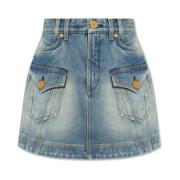 Balmain Mini jeanskjol med vintageeffekt Blue, Dam